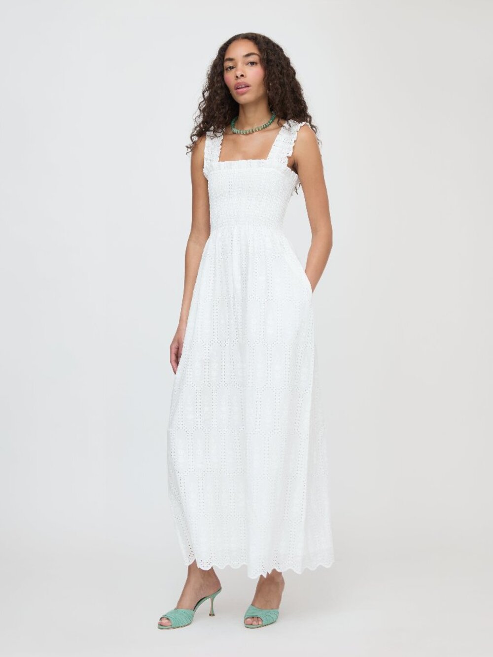 Hill House Home The Ashlyn Nap Dress - White Trellis Broderie Size LWhite Trelli